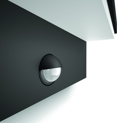 Llambë murale e jashtme Philips Bustan, LED 9W, me sensor lëvizjeje, antracit