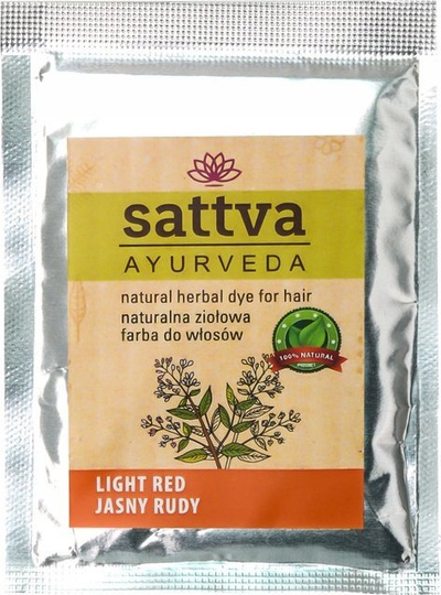Ngjyrë bimore për flokë Sattva Henna Light Red, 10 g, e kuqe e çelur