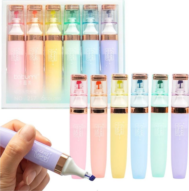 Set markera highlighter Pastel Gold Color Elements, 6 copë, shumëngjyrësh