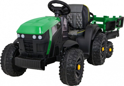 Traktor elektrik për fëmijë Ecotoys, 12V, me rimorkio, i gjelbër