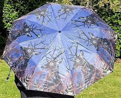 Çadër Alex Clark Art Deer Umbrella, motiv dreri, e shumëngjyrshme