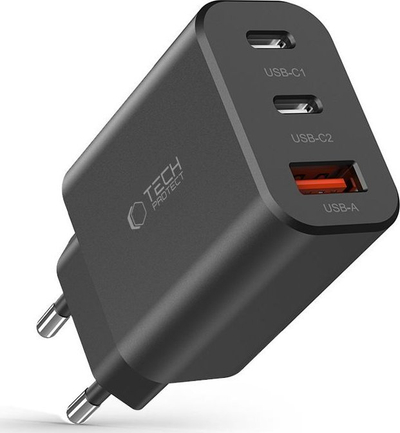 Karikues rrjeti Tech-Protect C30W, 30W, 3 porta PD QC 3.0, i zi