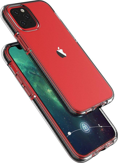 Mbrojtëse Spring Case për iPhone 13 Mini, TPU e tejdukshme, kundër goditjeve, transparente e kuqe
