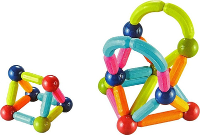 Lodër me blloqe magnetike Lea Toys Magnetic Blocks, 34 copa, valixhe plastike, shumëngjyrëshe