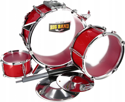 Set daullesh lodër MEGA CREATIVE Big Band, me pedale dhe cembal, e kuqe