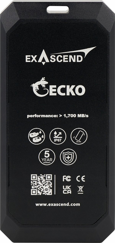 SSD portabël Exascend Gecko 1TB, 2000 MB/s, IP67, i zi