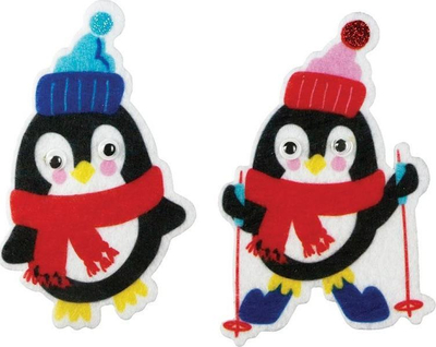 Stickers prej filci me pinguinë, 6 copa, shumëngjyrëshe