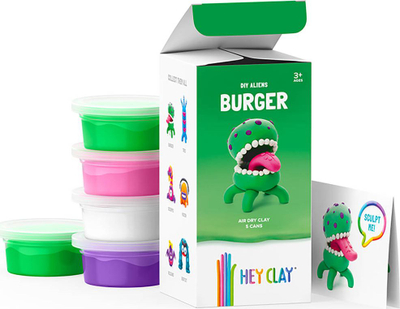 Set plasteline Hey Clay Burger, që thahet në ajër, 5 doza, shumëngjyrësh