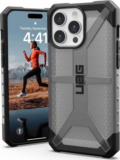 Mbrojtëse telefoni UAG Plasma për iPhone 15 Pro Max, Ash, transparente