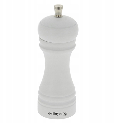 Mulli klasik për piper DeBuyer Java, trup druri 14 cm, i bardhë mat