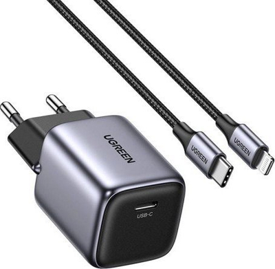 Karikues USB-C Ugreen Nexode Mini 20W, PD, GaN, ngjyrë zi-gri