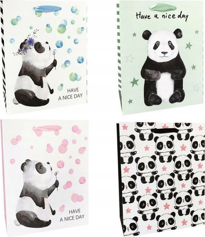 Qese dhurate Incood Gift Bag, 18x23cm, me panda, shumëngjyrëshe