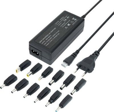 Karikues universal laptopi Deltaco SMP-90W12, 90W, 12 konektorë DC, i zi