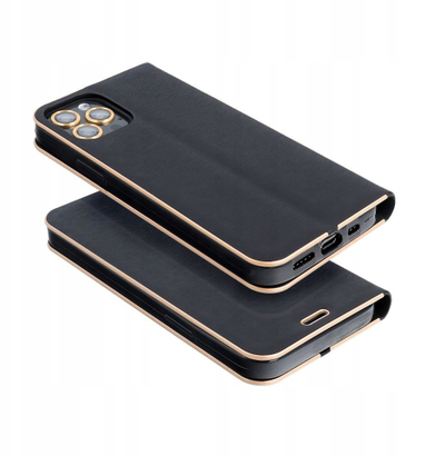 Këllëf libri OEM LUNA Book për iPhone 17 Pro Max, magnetik, me xhep, ngjyrë ari