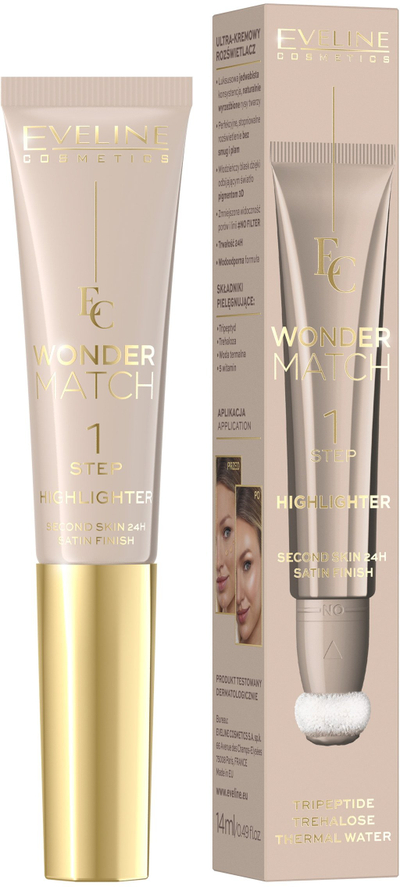 Ndriçues fytyre Wonder Match Ultra-creamy, rezistent ndaj ujit, efekt 3D