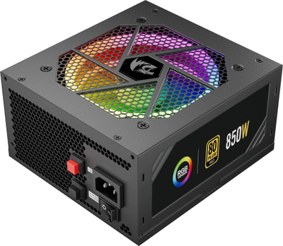 Напојување Redragon RGPS 850W, 80 Plus Gold, целосно модуларно, РГБ, црно