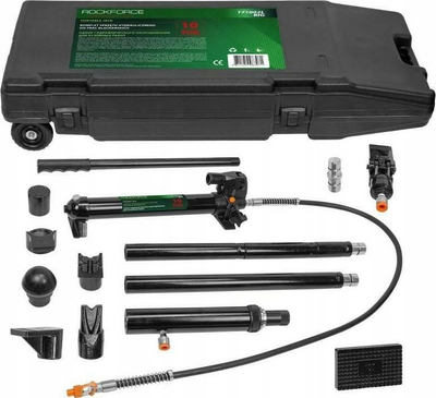 Set hidraulik garazhi Rockforce 10T, pompë dore, me valixhe, i zi
