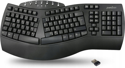 Tastierë Perixx PERIBOARD-612BDE, Bluetooth, ergonomike me palm rest, layout gjerman QWERTZ, e zezë