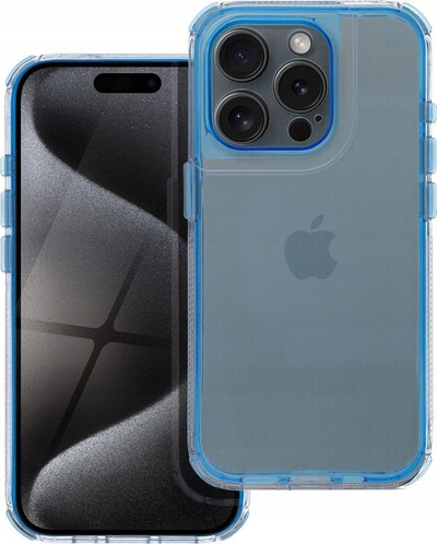 Mbrojtëse telefoni Matrix Clear Case për iPhone 15, transparente, me kornizë blu
