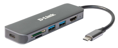 HUB USB C D-Link DUB-2327, 6 në 1, HDMI USB PD SD, gri