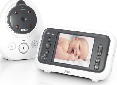 Monitor për bebe Alecto DVM-77, ekran 2.8", vizion nate, i bardhë
