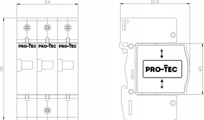 Mbrojtës nga mbingarkesa Pro-tec BY1-C/3 FW10, 1000V DC, 40kA, gri