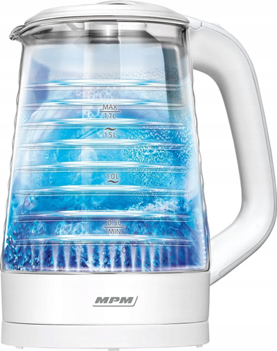 Çajnik elektrik MPM MCZ-124, 2200W, trup xhami, i bardhë