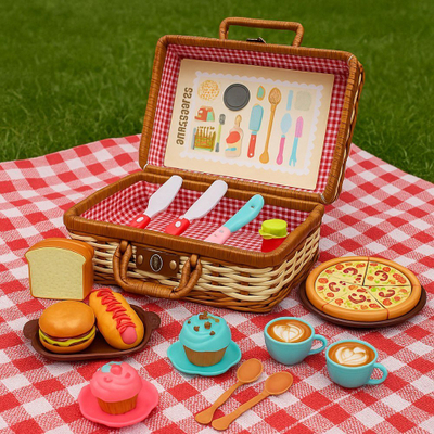 Set pikniku LEAN Toys me shportë thurje, 33 pjesë, shumëngjyrësh