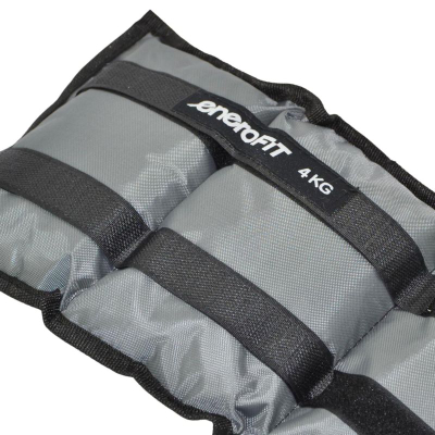 Pesha për kyç Enero Fit, set 2x4 kg = 8 kg, me rrip Velcro, gri