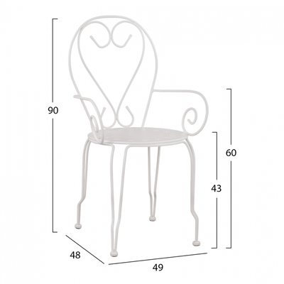 Karrige metalike Amore HM5008.12, 49x48x90 cm, e bardhë