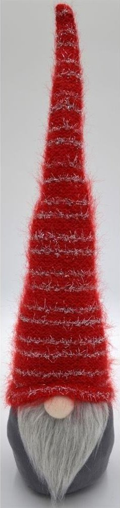 Декоративна фигура за Божиќ Saska Christmas Gnome, со долга црвена капа, LED светлечки нос