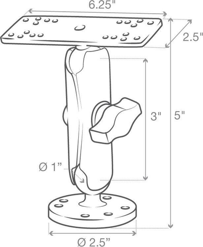 Mbajtëse detare RAM Mounts Universal, madhësi B mesatare, metal, e zezë