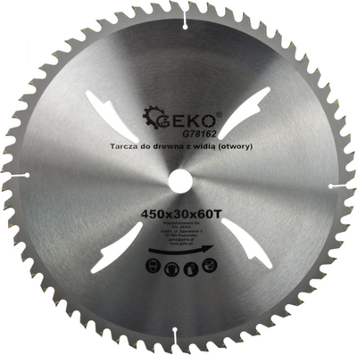 Диск-шкраба за дрво Geko Wood Blade 450mm, 60T, со дупки