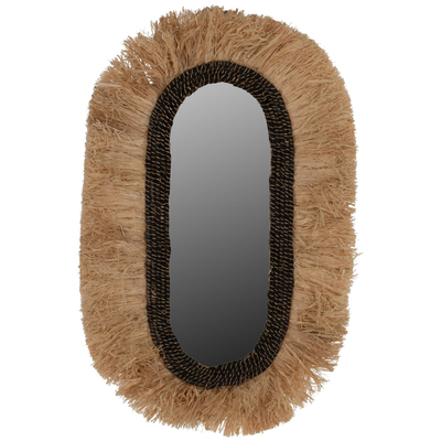 Pasqyrë oval sisal-abace 55×4×90 cm (HM7745), zezë