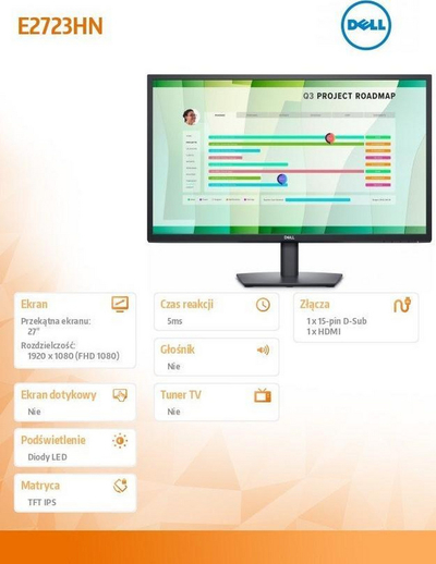 Monitor Dell E2723HN (210-BDRK), 27 ", Full HD, i zi 