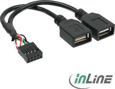 Kabllo USB InLine 33440M, 2x USB 2.0 A femër, lidhje e brendshme, e zezë