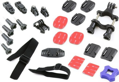 Set montimi XREC 26in1 për GoPro HERO 1/2/3/3+/4, aksesore për kamera sportive, i zi