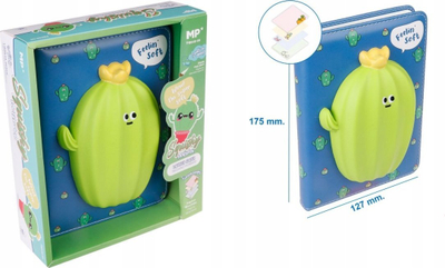 Fletore Notes Squishy Cactus, kapak 3D i butë, faqe me ngjyra, shumëngjyrëshe