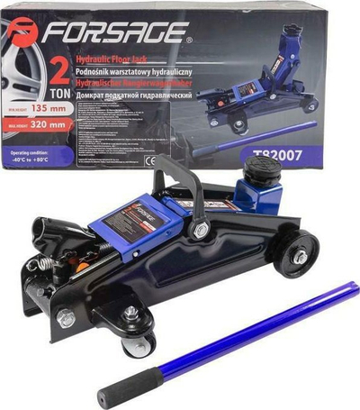Krik hidraulik dyshemeje Forsage F-T82007, 2 ton, lartësi 135-320 mm, blu e zezë