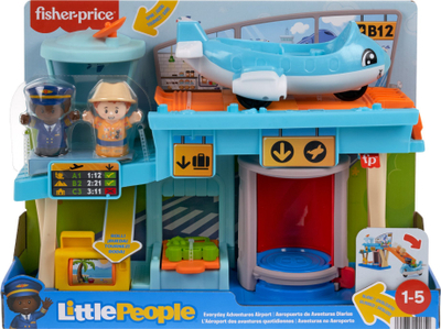 Set loje Fisher-Price Little People Everyday Adventures Airport, aeroplan lodër, 3 pjesë, shumëngjyrësh