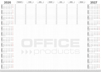 Planer tavoline Office Products 2026/2027 A2, 52 fletë, i bardhë