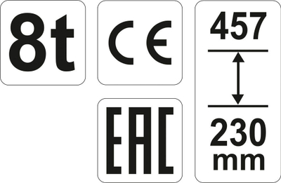 Krik hidraulik Yato 8T, 230-457 mm, i zi