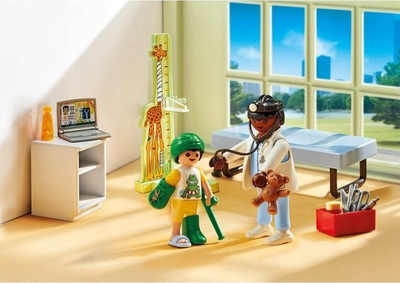 Set lodër Playmobil Action Heroes Pediatri dhe Pacienti 71619, figurina doktor dhe kalama, me ariush lodër