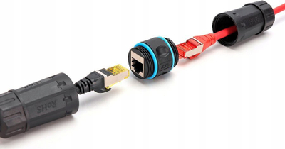 Konektor rrjeti DIGITUS CAT 6A Outdoor, IP68, RJ45 në RJ45, i zi