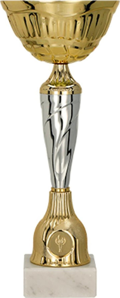 Kupë dekorative metal, 32 cm, ngjyrë ari edhe argjendi