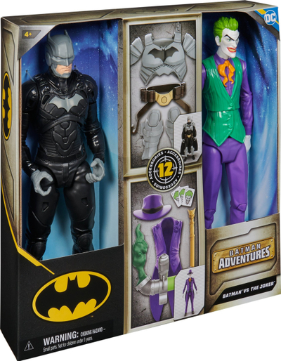 Figura aksioni DC Batman Adventures Batman kundër Joker, set me 2 copa, 30 cm, shumëngjyrëshe