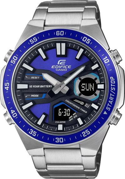 Ora dore Casio EFV-C110D-2AVEF, për meshkuj, çelik inox, argjend