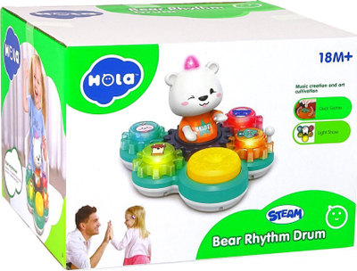 Lodër edukative Hola Bear Rhythm Drum, me drita, me tinguj, plot ngjyra
