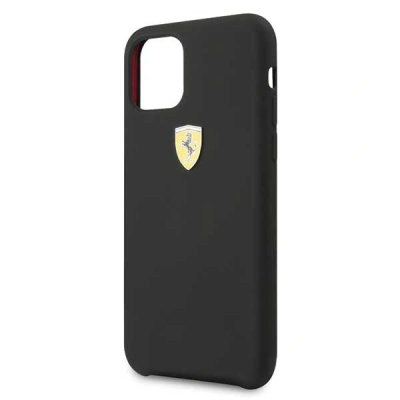 Kapak silikoni Ferrari Scuderia për iPhone 11 Pro Max, i hollë, antirrëshqitës, i zi