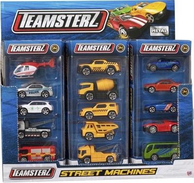 Set lodrash Teamsterz Street Machines, 5 automjete metalike, shumëngjyrësh